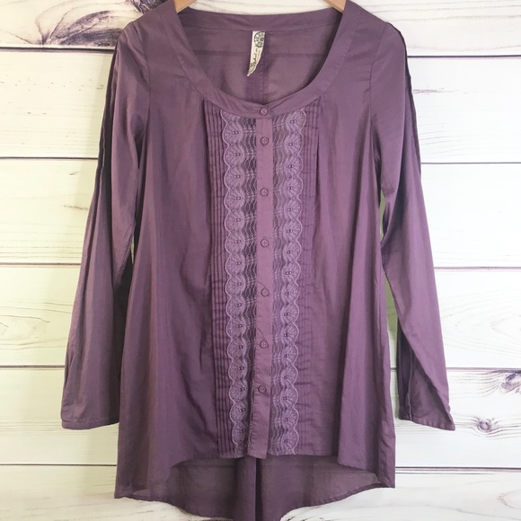 Free People Purple Long Tunic Blouse - Picture 1 of 8